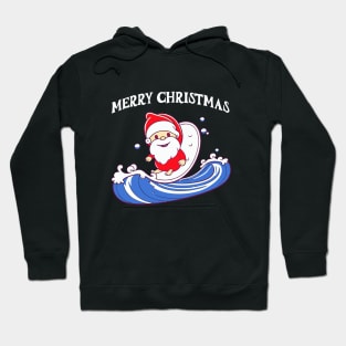 Funny Santa Claus on a Surfboard Art Hoodie